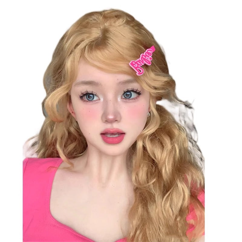 Wool curls girl band style can be tied up water wave curls full head set