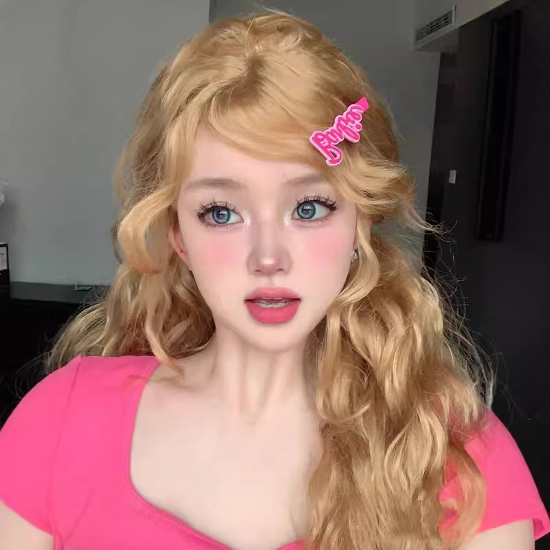 Wool curls girl band style can be tied up water wave curls full head set