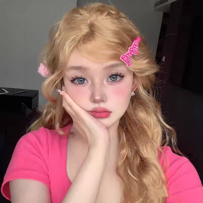 Wool curls girl band style can be tied up water wave curls full head set
