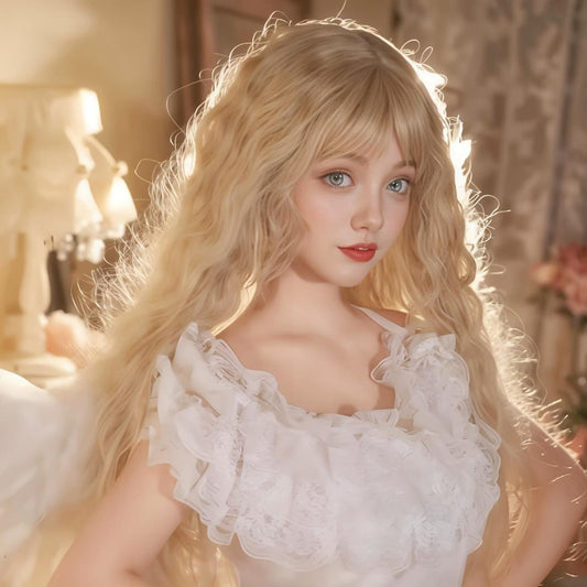 Lolita long curly hair water wave natural wool curly wig